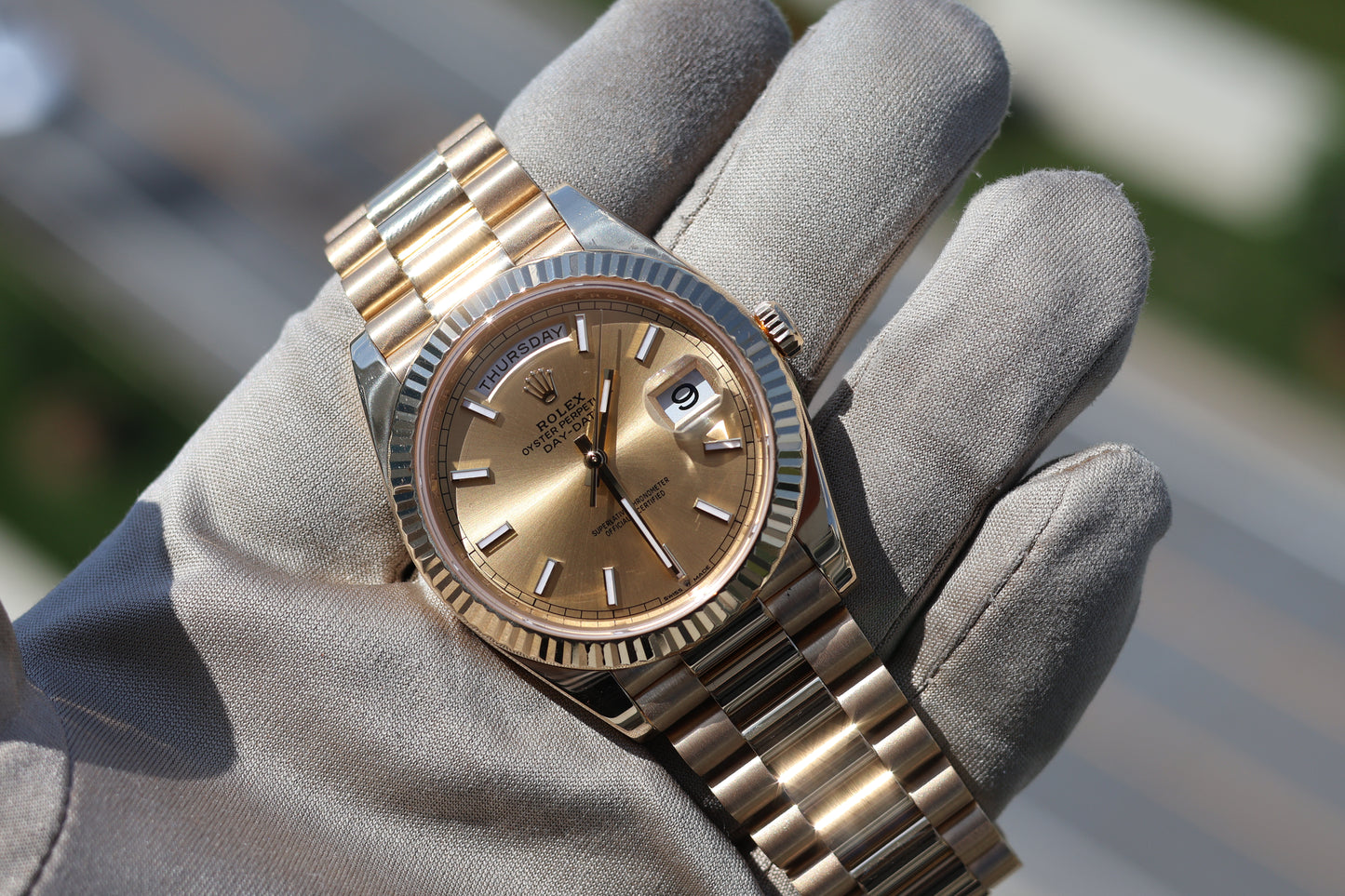 Rolex Day-Date 40 228238 Champagne Index Dial