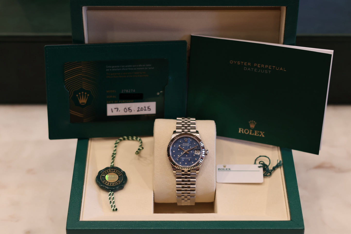 Rolex Datejust 31 Blue Floral Diamond Dial 278274 - Unworn
