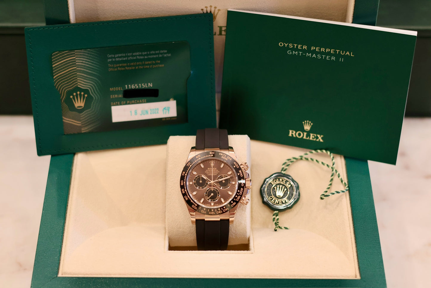 Rolex Daytona Oysterflex Rose gold Chocolate dial 116515LN