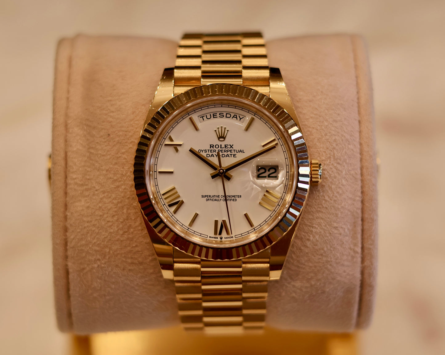 Rolex Day-Date 40 Yellow Gold White Dial 228238 Presidential