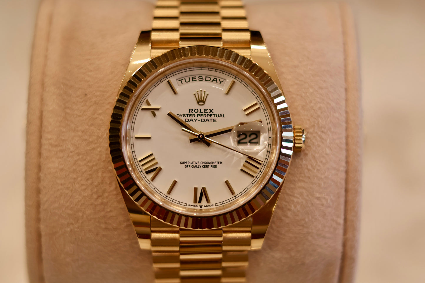 Rolex Day-Date 40 Yellow Gold White Dial 228238 Presidential