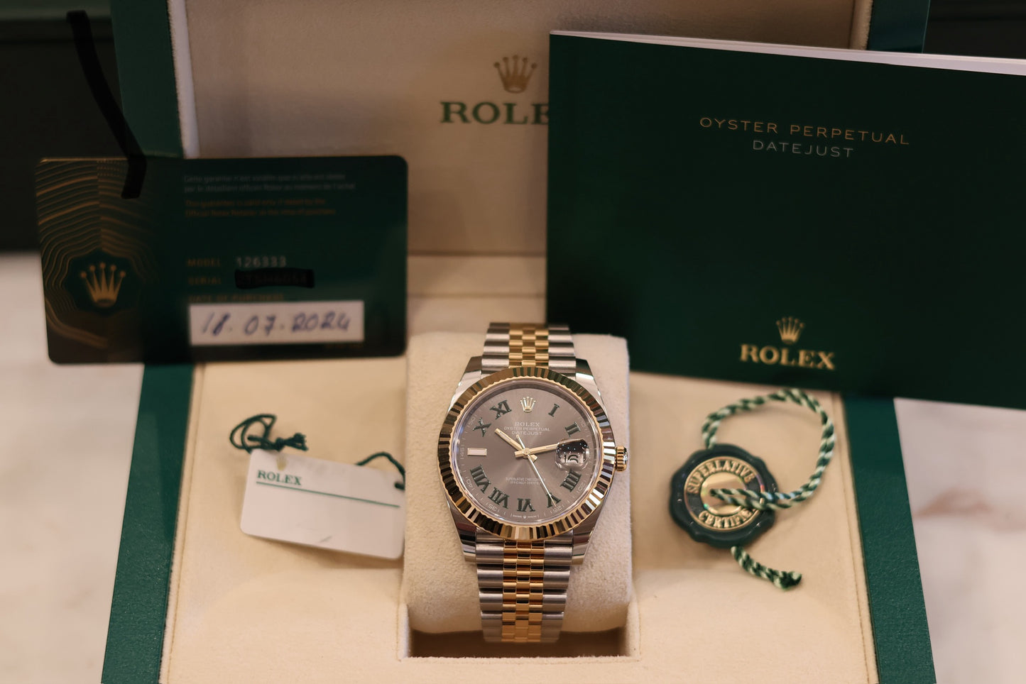 Rolex Datejust 41 Wimbeldon Two Tone Yellow Gold 126333