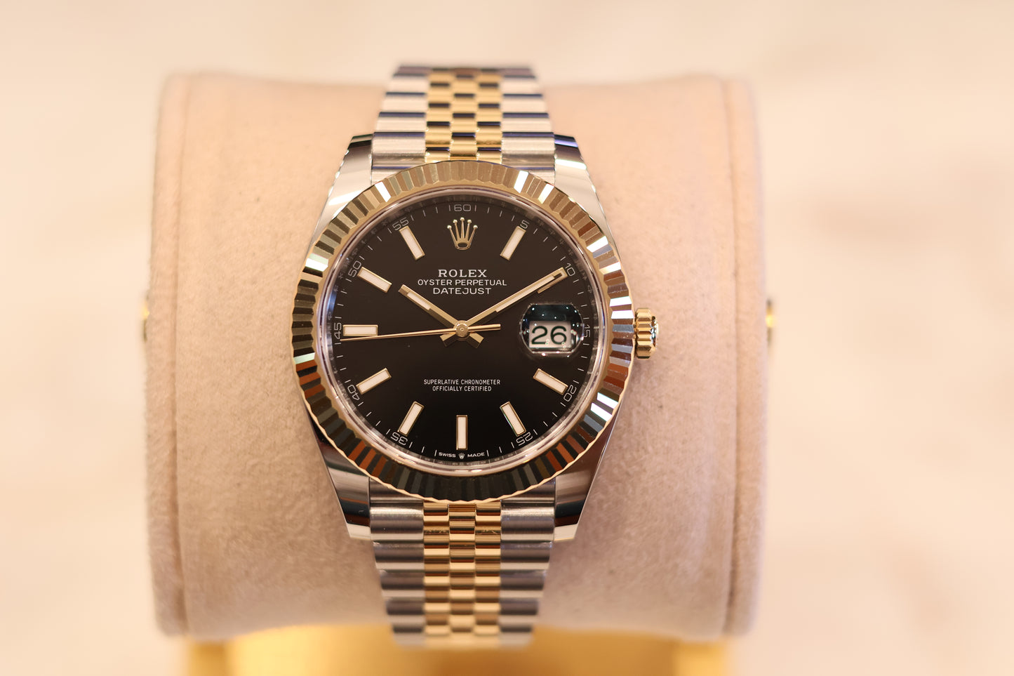 Rolex Datejust 41 Two Tone Yellow Gold Black Dial 126333 - Unworn