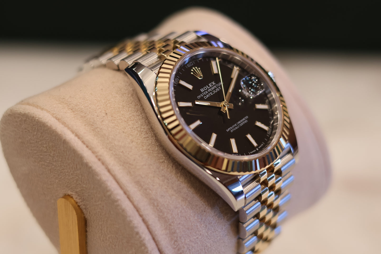 Rolex Datejust 41 Two Tone Yellow Gold Black Dial 126333 - Unworn