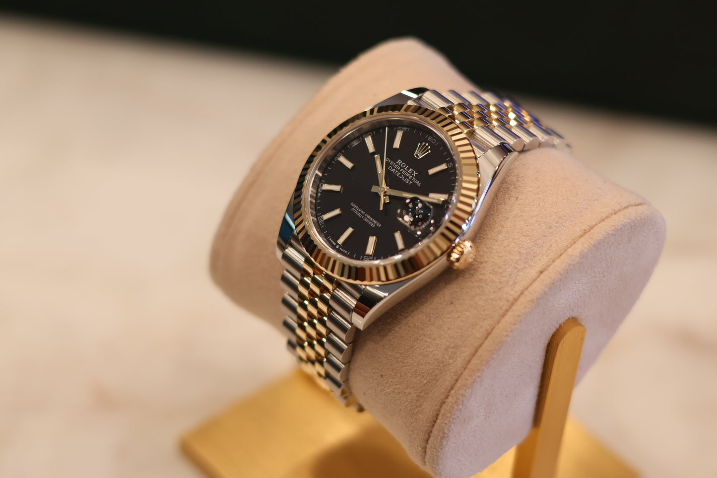 Rolex Datejust 41 Two Tone Yellow Gold Black Dial 126333 - Unworn