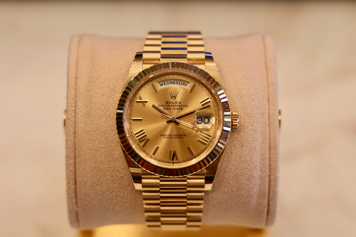 Rolex Day-Date 40 Yellow Gold Champagne Roman Dial 228238