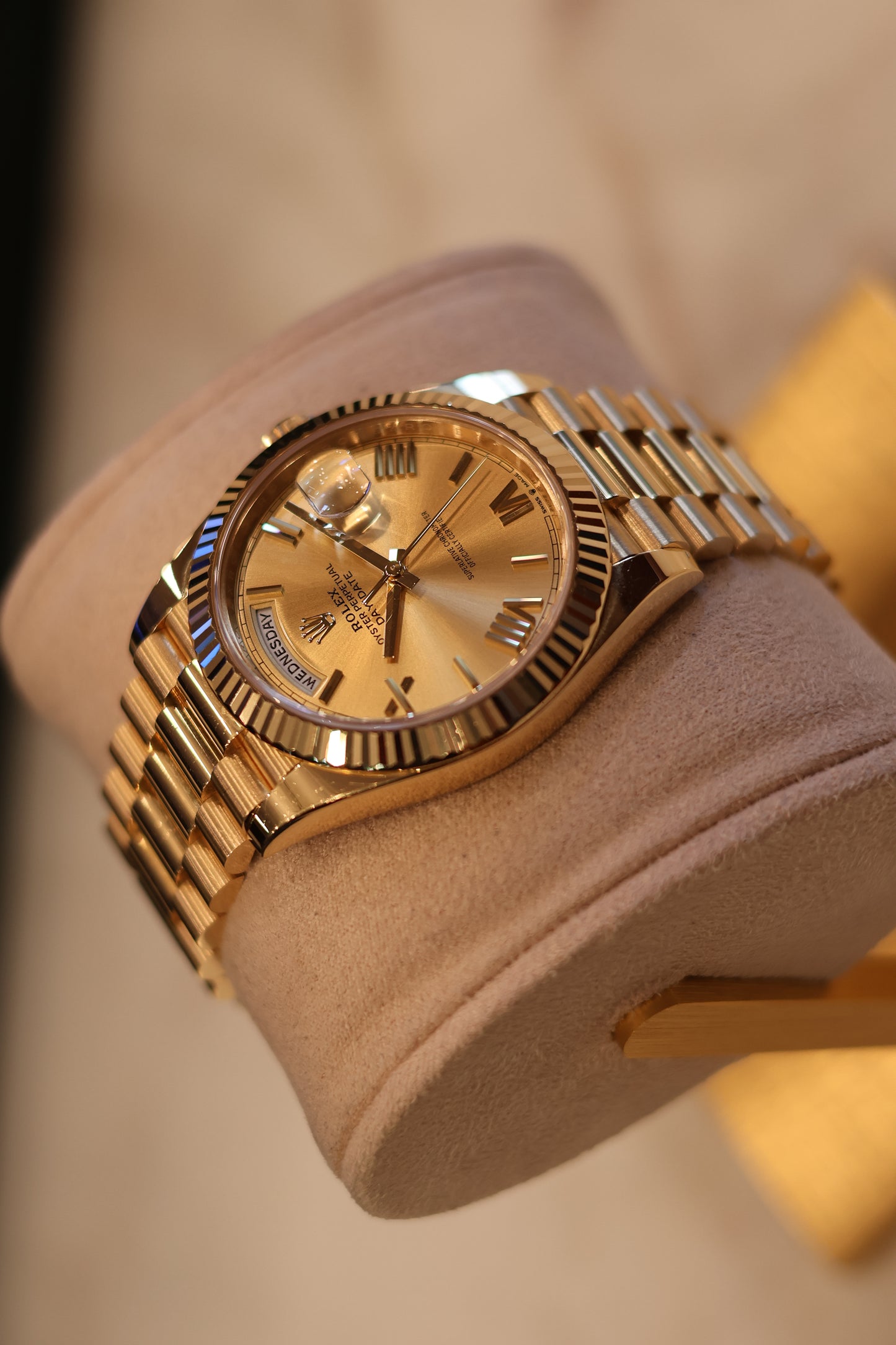 Rolex Day-Date 40 Yellow Gold Champagne Roman Dial 228238