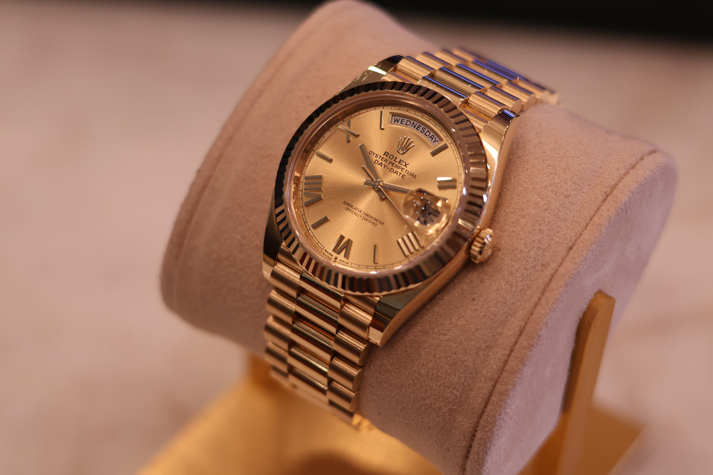 Rolex Day-Date 40 Yellow Gold Champagne Roman Dial 228238