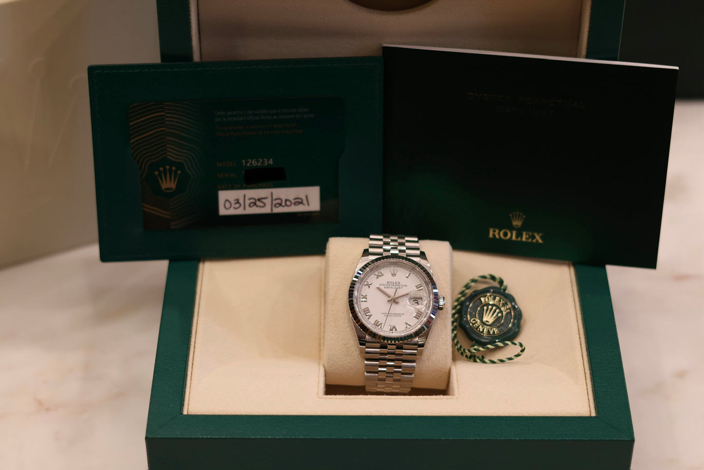 Rolex Datejust 36 Jubilee Bracelet 126234 White Roman Dial