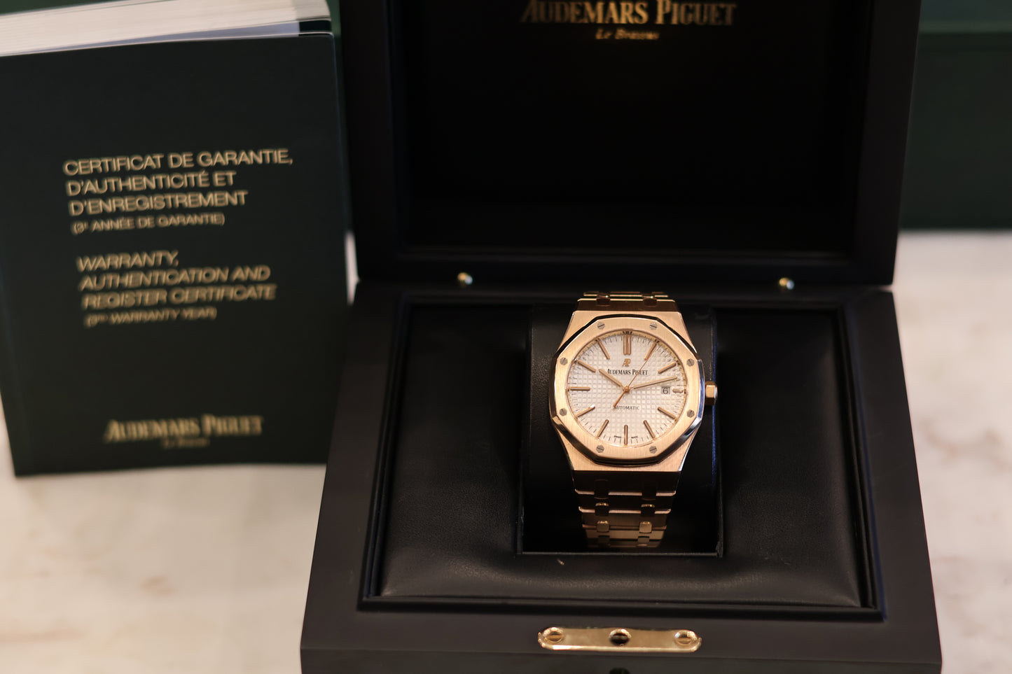 Audemars Piguet Royal Oak 15400OR Rose Gold White Dial