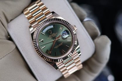 Rolex Day-Date 40 Rose Gold Olive Dial 228235