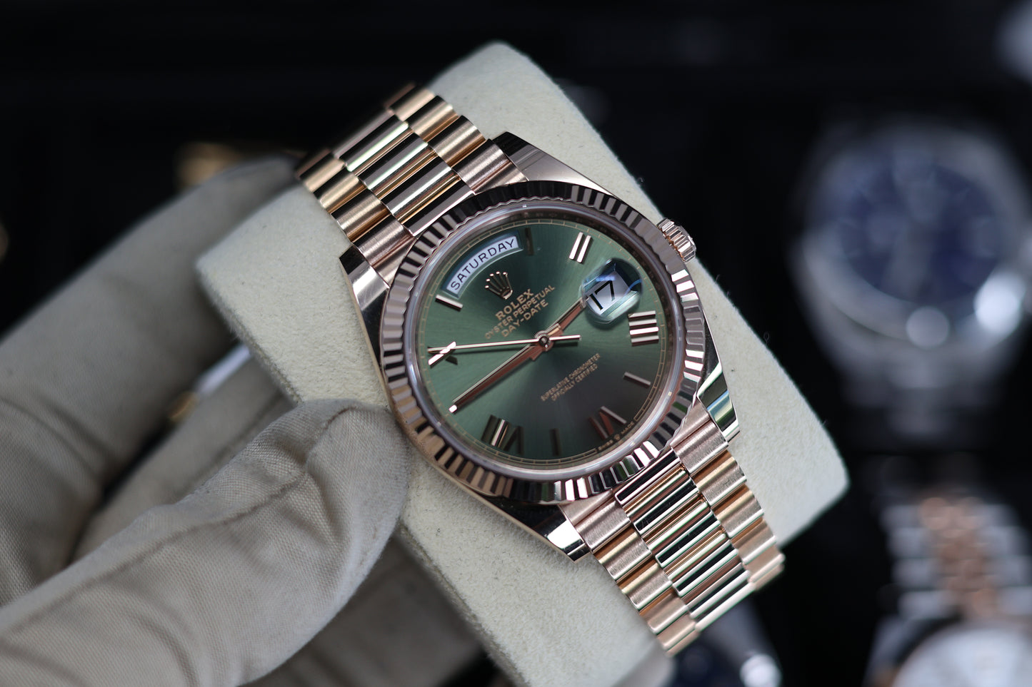 Rolex Day-Date 40 Rose Gold Olive Dial 228235