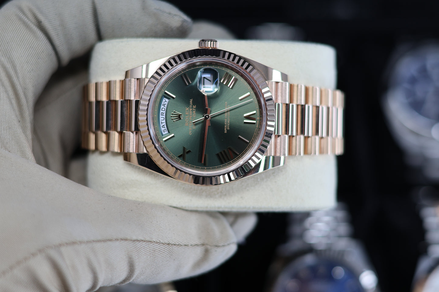 Rolex Day-Date 40 Rose Gold Olive Dial 228235