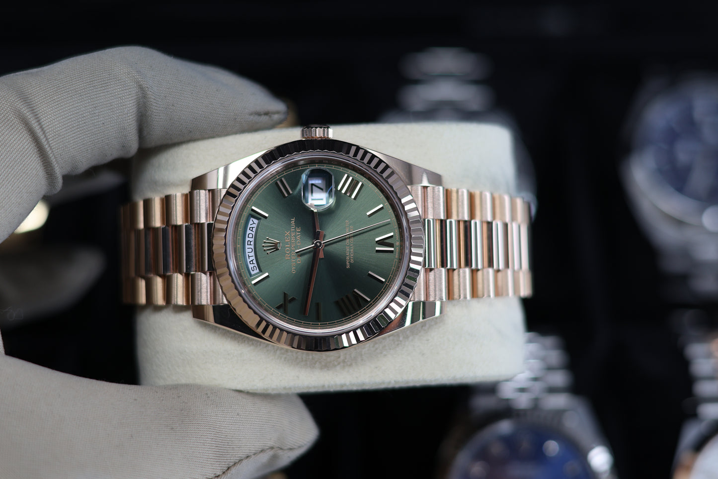 Rolex Day-Date 40 Rose Gold Olive Dial 228235