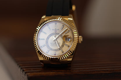 Rolex Sky Dweller Oysterflex Yellow Gold Champagne Index 336238