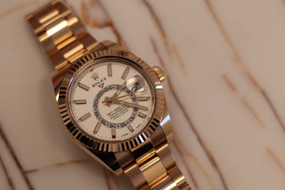 Rolex Sky Dweller Rose Gold White Dial 326935