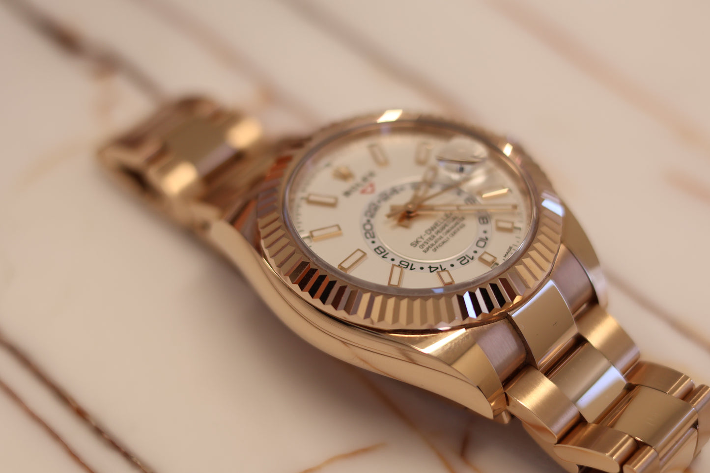 Rolex Sky Dweller Rose Gold White Dial 326935