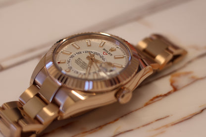 Rolex Sky Dweller Rose Gold White Dial 326935