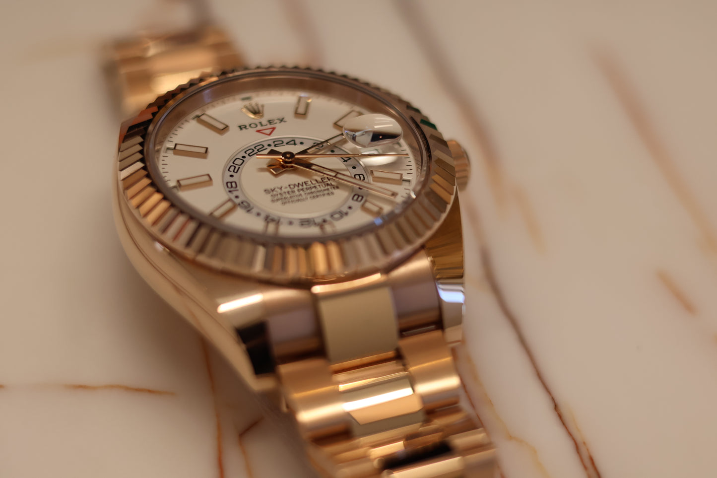 Rolex Sky Dweller Rose Gold White Dial 326935