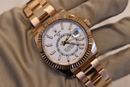 Rolex Sky Dweller Rose Gold White Dial 326935