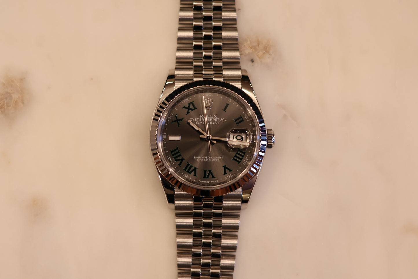 Rolex Datejust 36 Wimbeldon Fluted Bezel Jubilee Bracelet 126234
