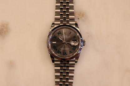 Rolex Datejust 36 Wimbeldon Fluted Bezel Jubilee Bracelet 126234