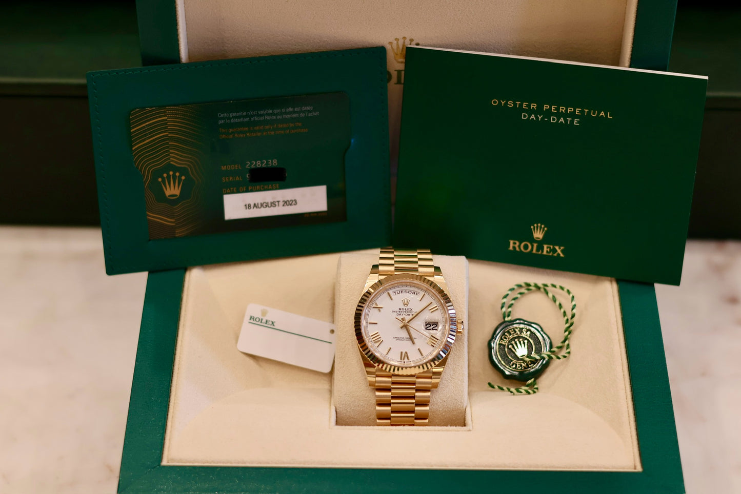 Rolex Day-Date 40 Yellow Gold White Dial 228238 Presidential