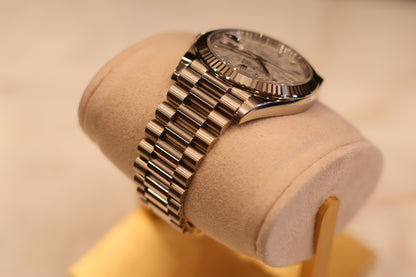 Rolex Day - Date 40 White Gold Meteorite Dial Baguette Diamonds 228239