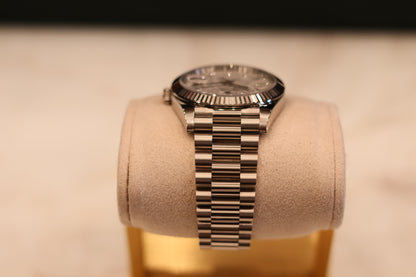 Rolex Day - Date 40 White Gold Meteorite Dial Baguette Diamonds 228239