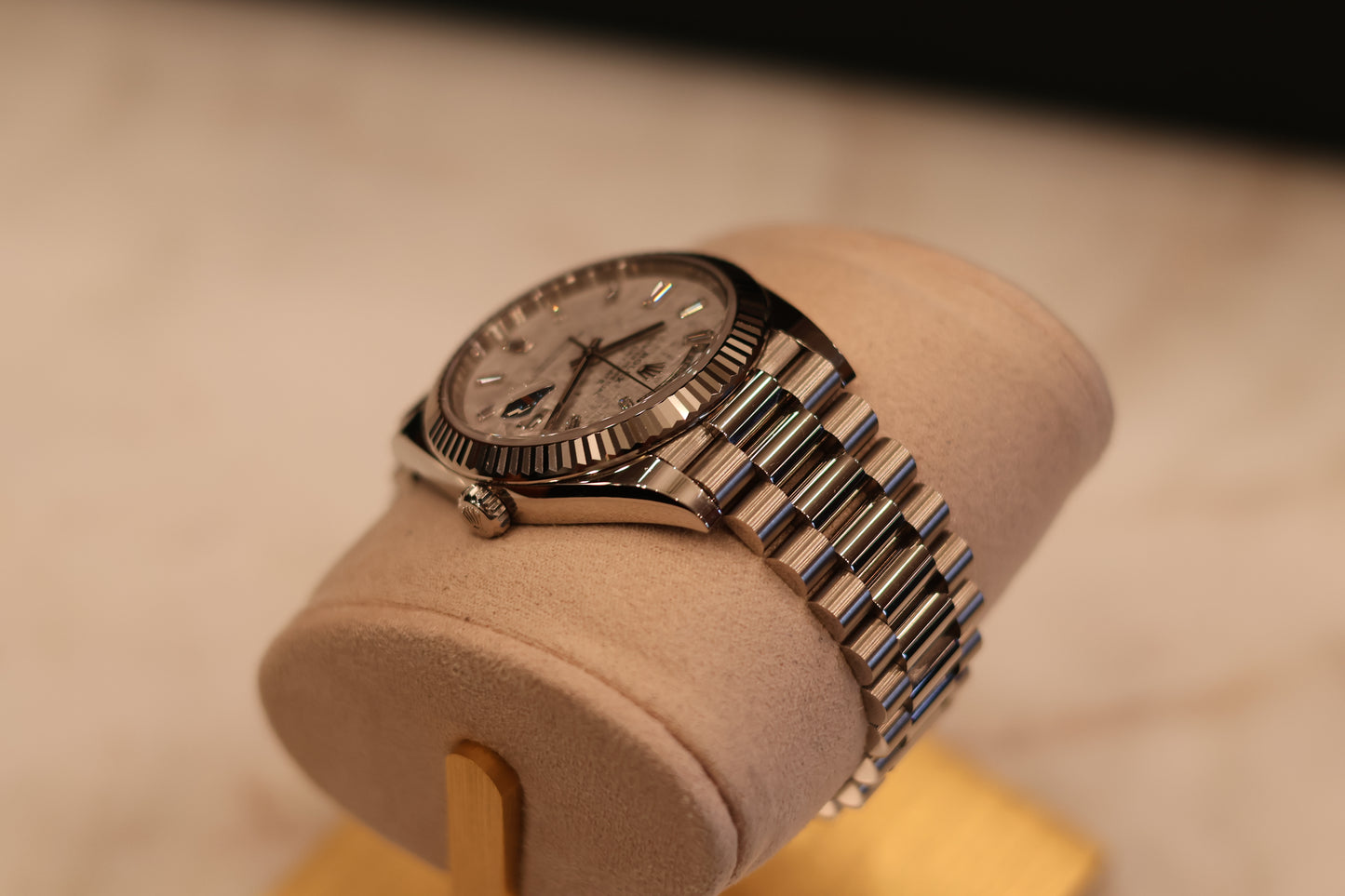 Rolex Day - Date 40 White Gold Meteorite Dial Baguette Diamonds 228239