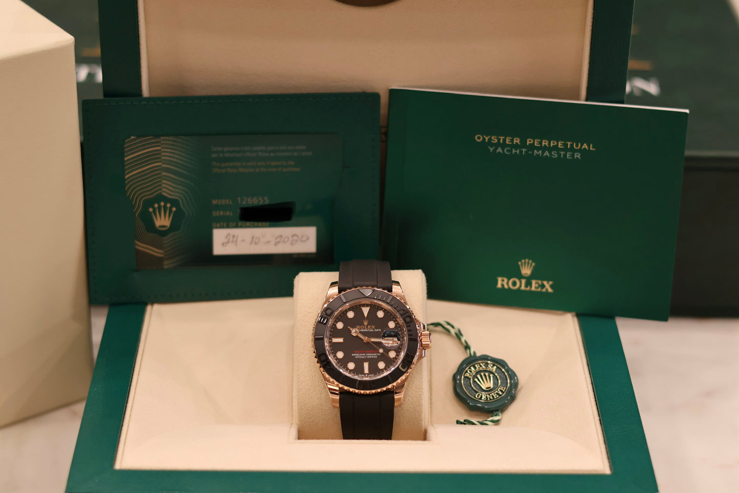 Rolex Yacht Master 40 Rose Gold Oysterflex 126655