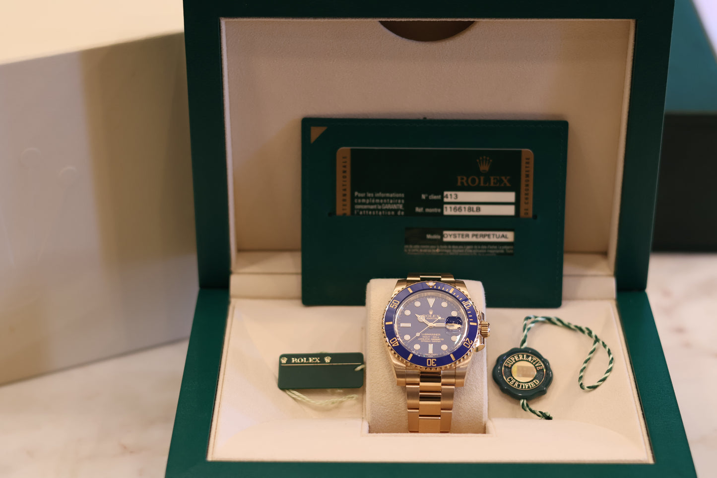 Rolex Submariner Date 40 Flat Blue dial Yellow Gold 116618LB