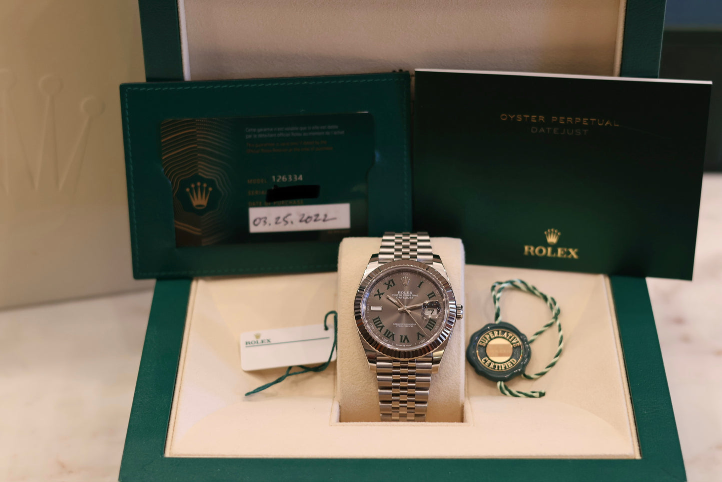 Rolex Datejust 41 Fluted Bezel Jubilee Wimbeldon 126334