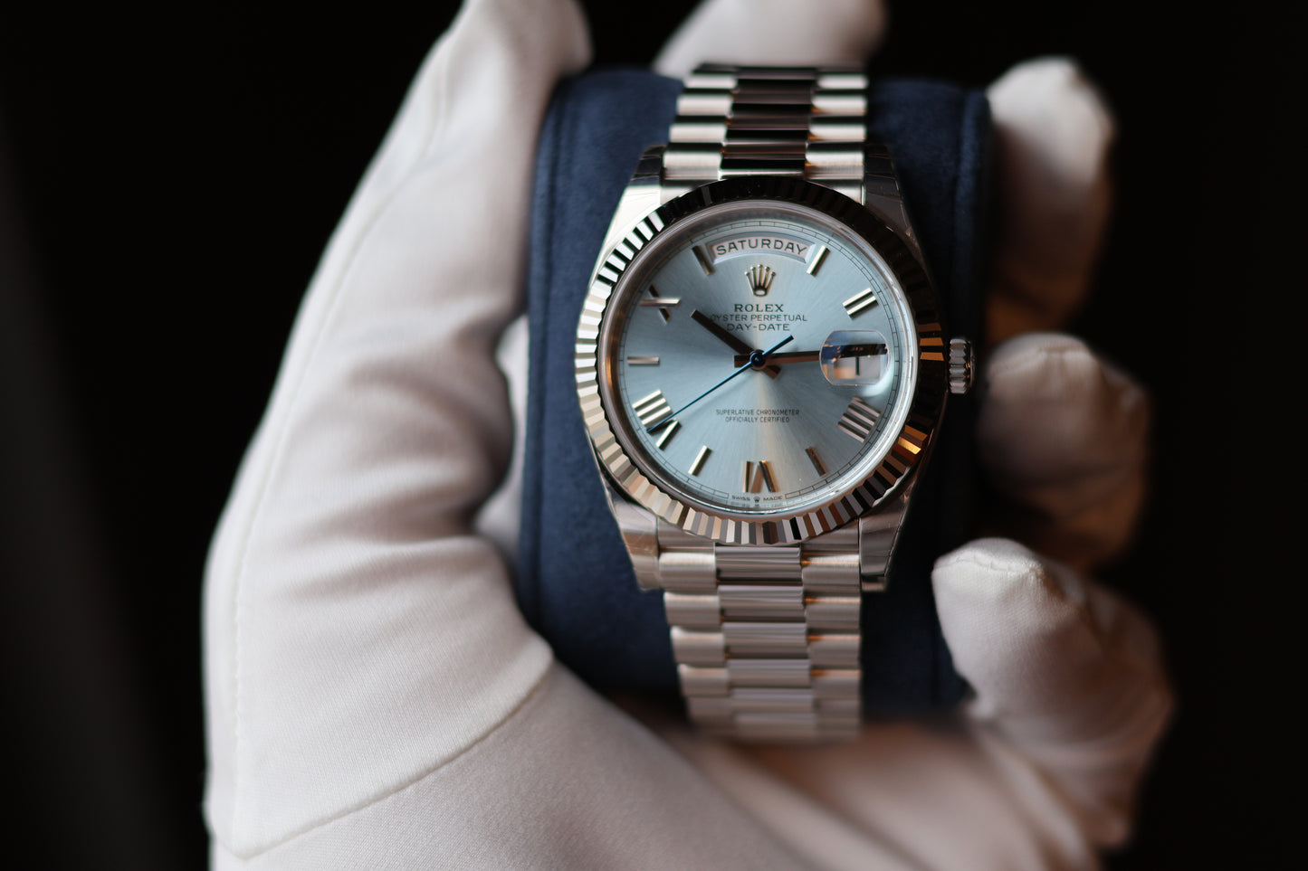 Rolex Day Date 40 Platinum Ice Blue Dial