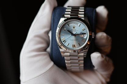 Rolex Day Date 40 Platinum Ice Blue Dial