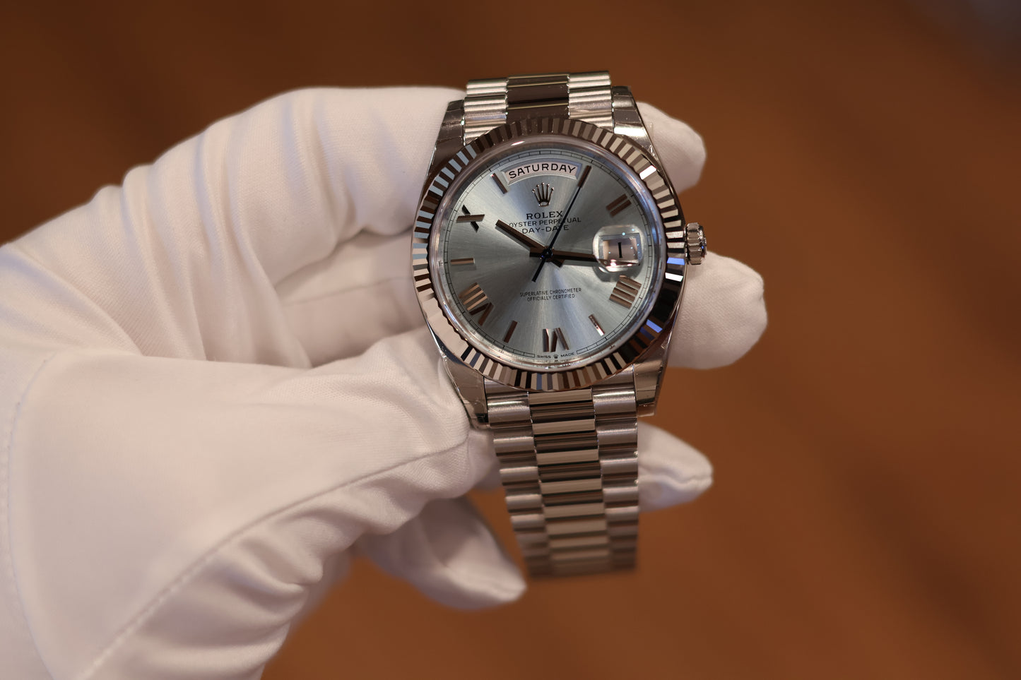 Rolex Day Date 40 Platinum Ice Blue Dial