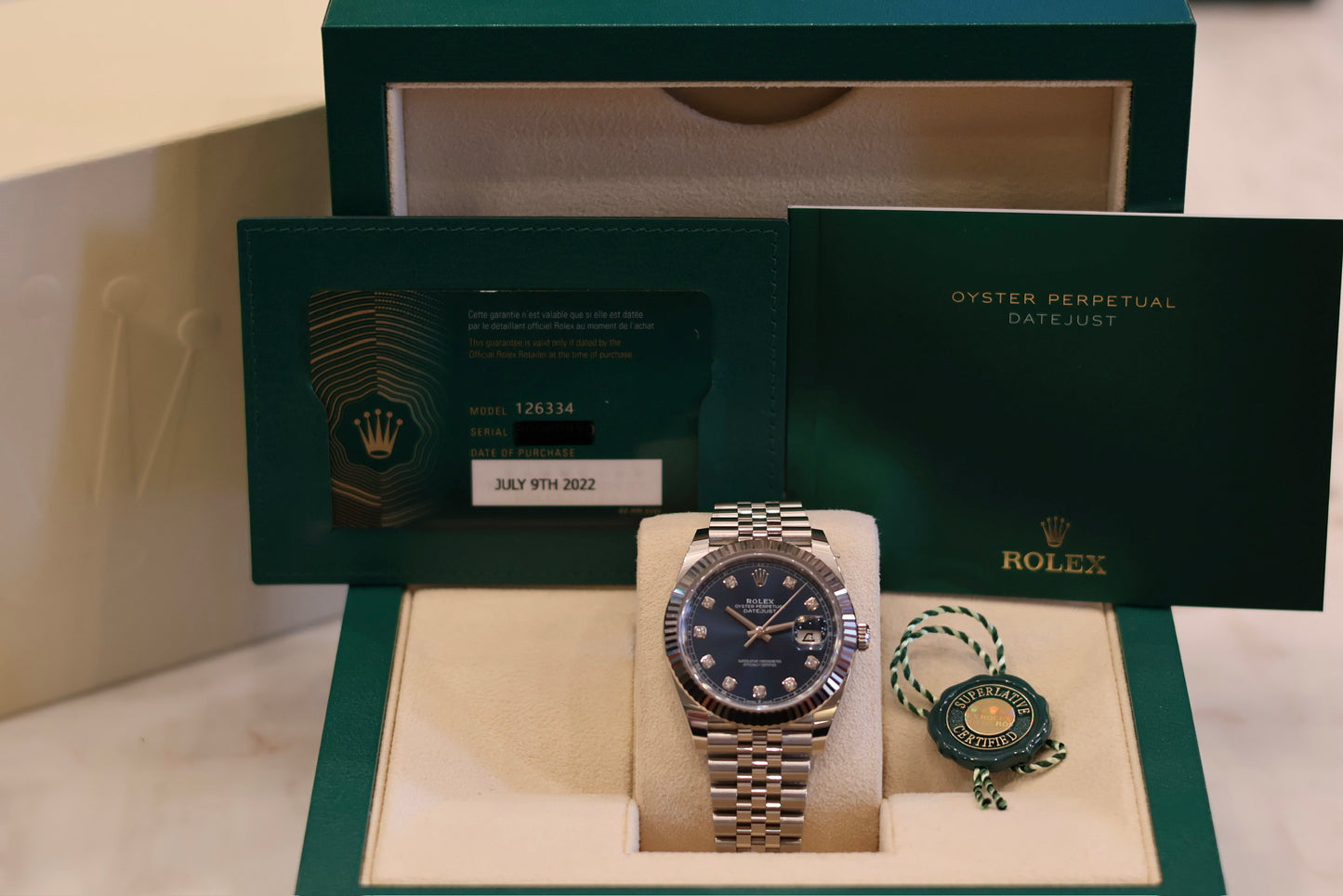 Rolex Datejust 41 Blue Diamond Dial Jubilee 126334