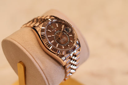 Rolex Sky Dweller Rose Gold Jubilee Chocolate Dial Unworn