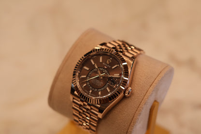 Rolex Sky Dweller Rose Gold Jubilee Chocolate Dial Unworn