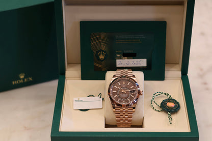 Rolex Sky Dweller Rose Gold Jubilee Chocolate Dial Unworn