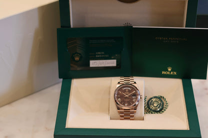 Rolex Day-Date 40 Rose Gold Chocolate Dial 228235