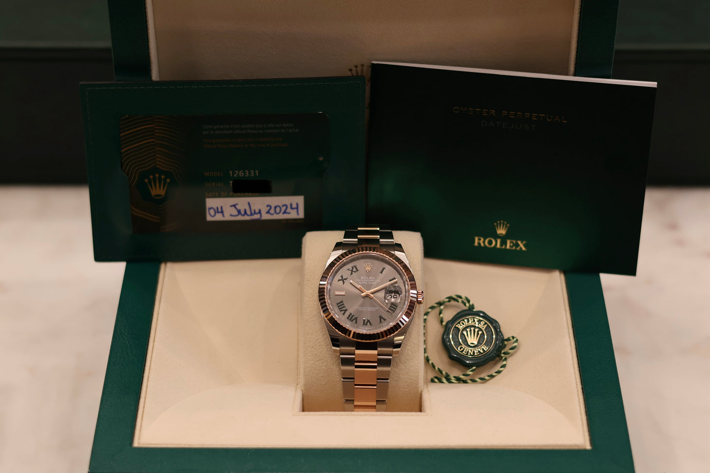 Rolex Datejust 41 Wimbeldon Rose Gold Fluted Bezel 126331