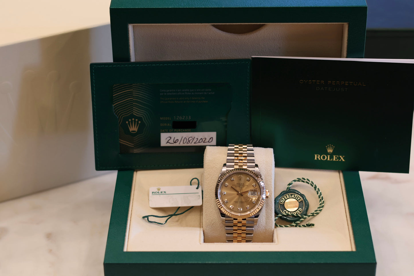 Rolex Datejust 36 Two Tone Yellow Gold Diamond Dial 126233