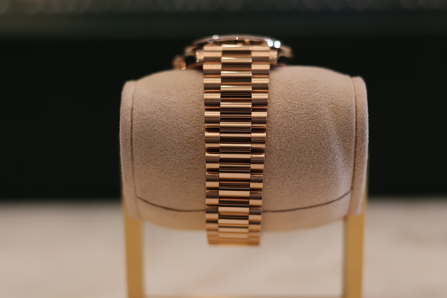 Rolex Day-Date 36 Rose Gold White Dial Factory Diamond Bezel 128345RBR