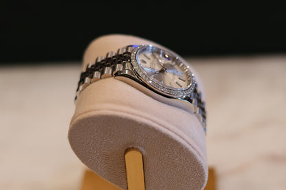 Ladies Rolex Datejust 36 Silver Dial Factory Diamond Bezel 126284RBR