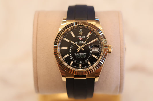 Rolex Sky Dweller Oysterflex Yellow Gold Black Dial 326238