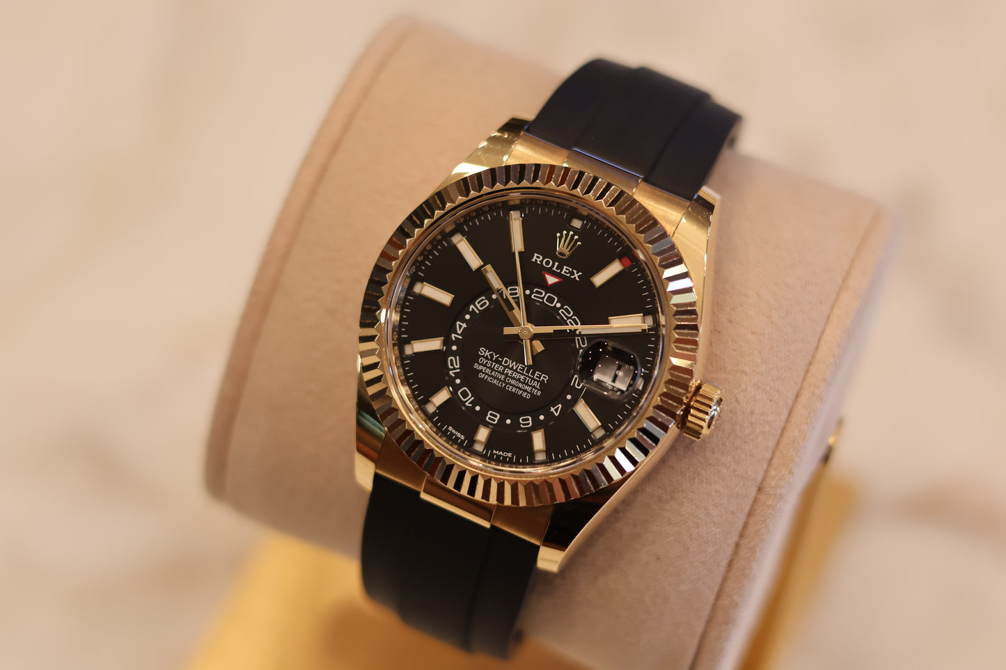 Rolex Sky Dweller Oysterflex Yellow Gold Black Dial 326238