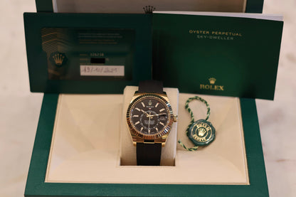 Rolex Sky Dweller Oysterflex Yellow Gold Black Dial 326238