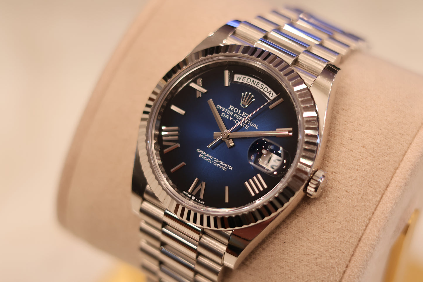 Rolex Day-Date 40 White Gold Blue Ombre Dial 228239