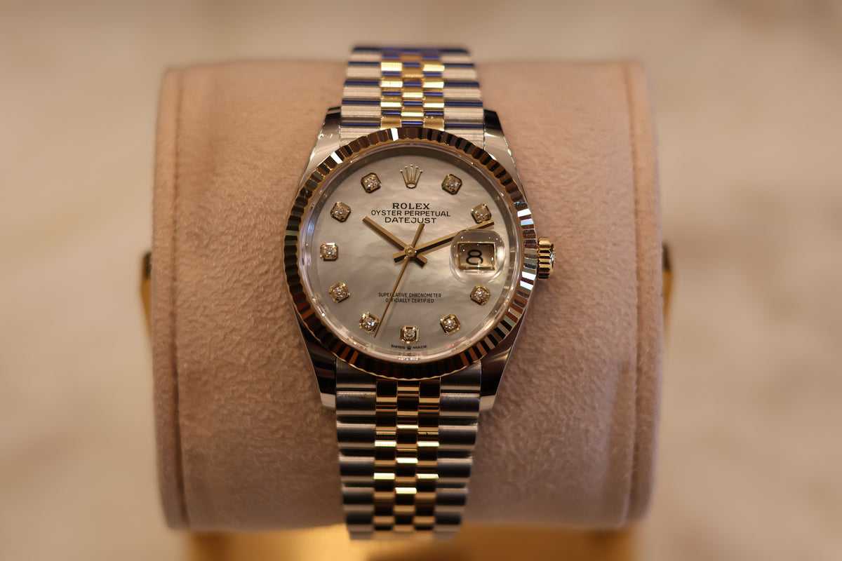 Ladies Rolex Datejust 36 Two Tone Yellow Gold Mother of Pearl 126233